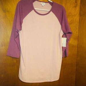 Lularoe randy baseball top pink/purple Large L